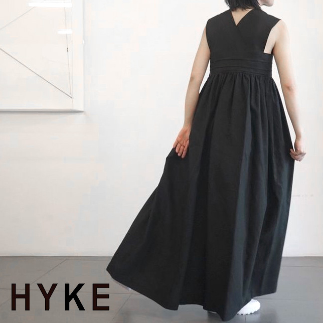 気質アップ】 HYKE ハイク ストライプ ギャザー ドレス ワンピース 