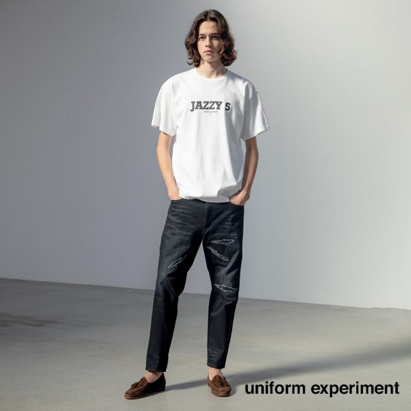 uniform experiment / 新作アイテム入荷 “DAMAGED DENIM TAPERED PANTS” and more