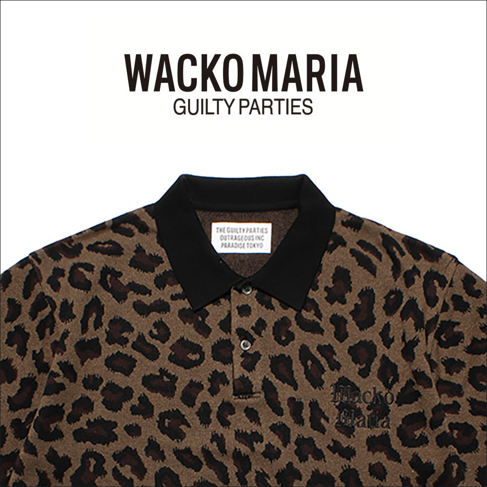 ワコマリア LEOPARD KNIT JACQUARD POLO SHIRT